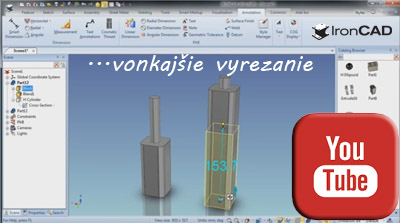 IRONCAD - úprava vonkajším vyrezaním