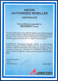 Certificate - ASCON - KOMPAS-3D Authorized reseller (SR & CR)