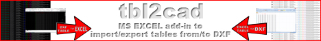 tbl2cad - Excel add-in to import/export DXF tables