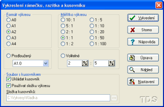 Dialog pro vykreslení kusovníku do výkresu